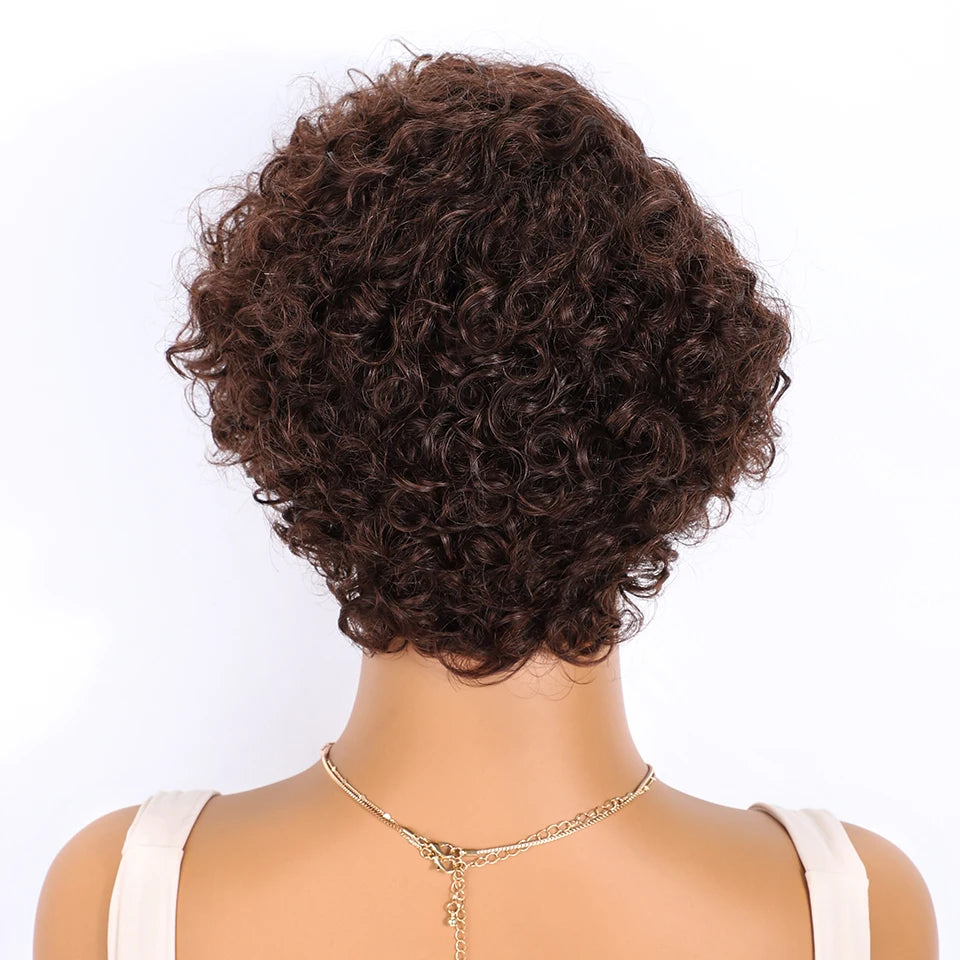Peruca Wavy Pixie Cut Marrom 15 cm