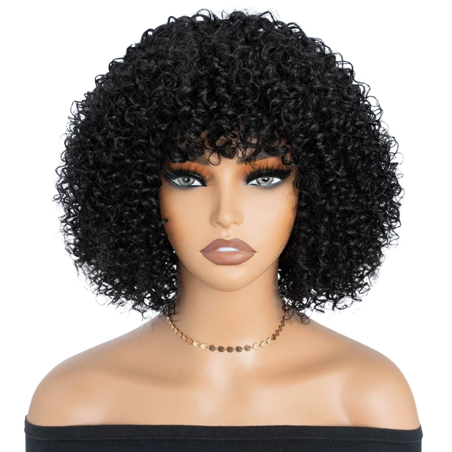 Peruca Curly Bob com Franja 30 cm