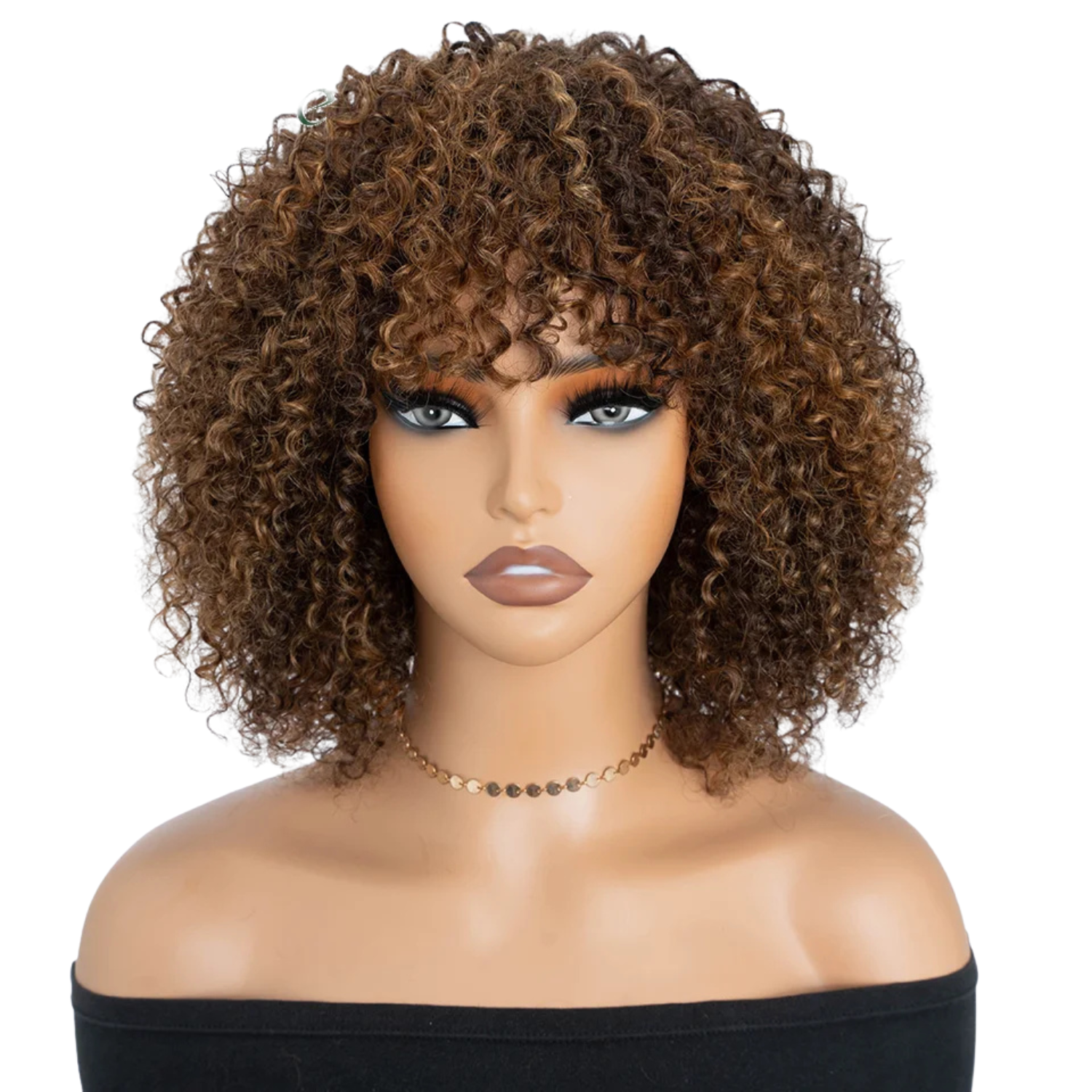 Peruca Curly Bob com Franja 30 cm