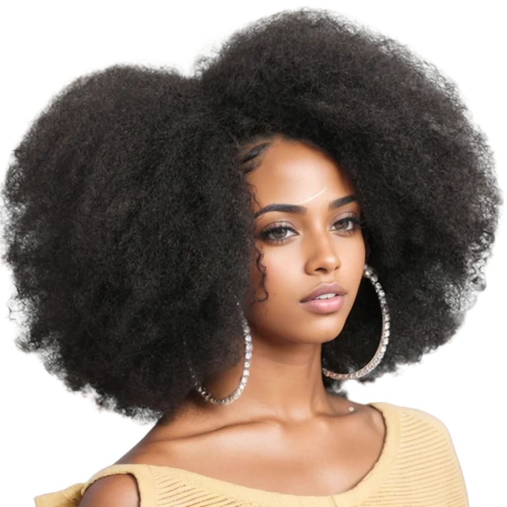 Peruca Afro Kinky Lace Front 35 cm, Cabelo Humano, La Dandara