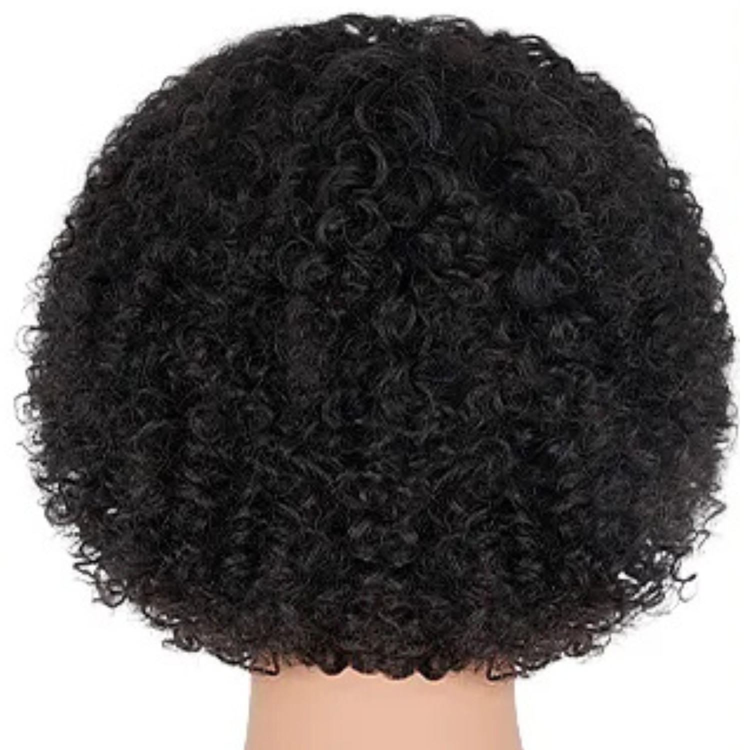 Peruca Afro Curly de Cabelo Humano com Franja 15 cm