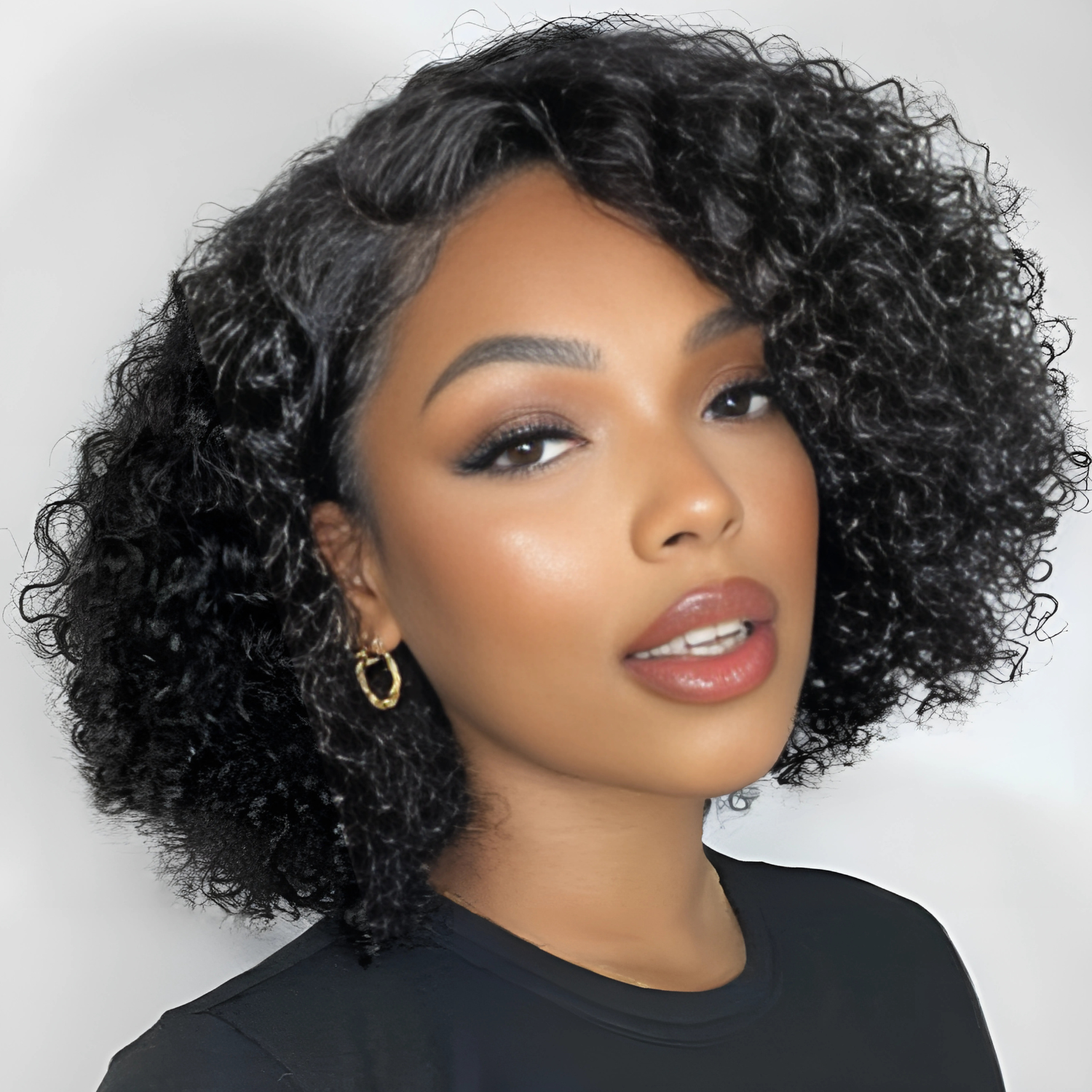 Peruca Bob Part Afro Coily Cabelo Humano Brasileiro 20cm