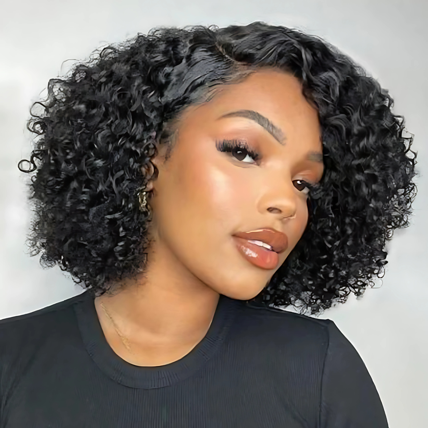 Peruca Bob Part Afro Coily Cabelo Humano Brasileiro 20cm