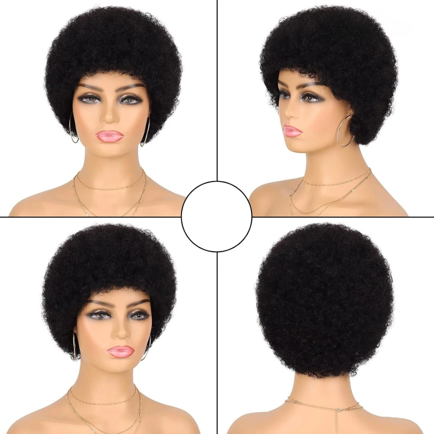 Peruca Afro Kinky Curta, Feita de Cabelo Humano, Comprimento de 10 cm, Ideal para Mulheres que Buscam Autoestima e Estilo Natural | La Dandara