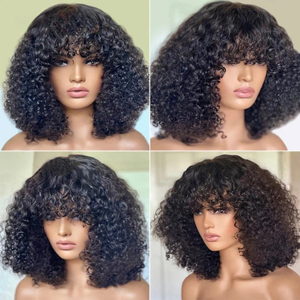 Peruca Curly Bob Curto com Franja - 20 a 40 cm