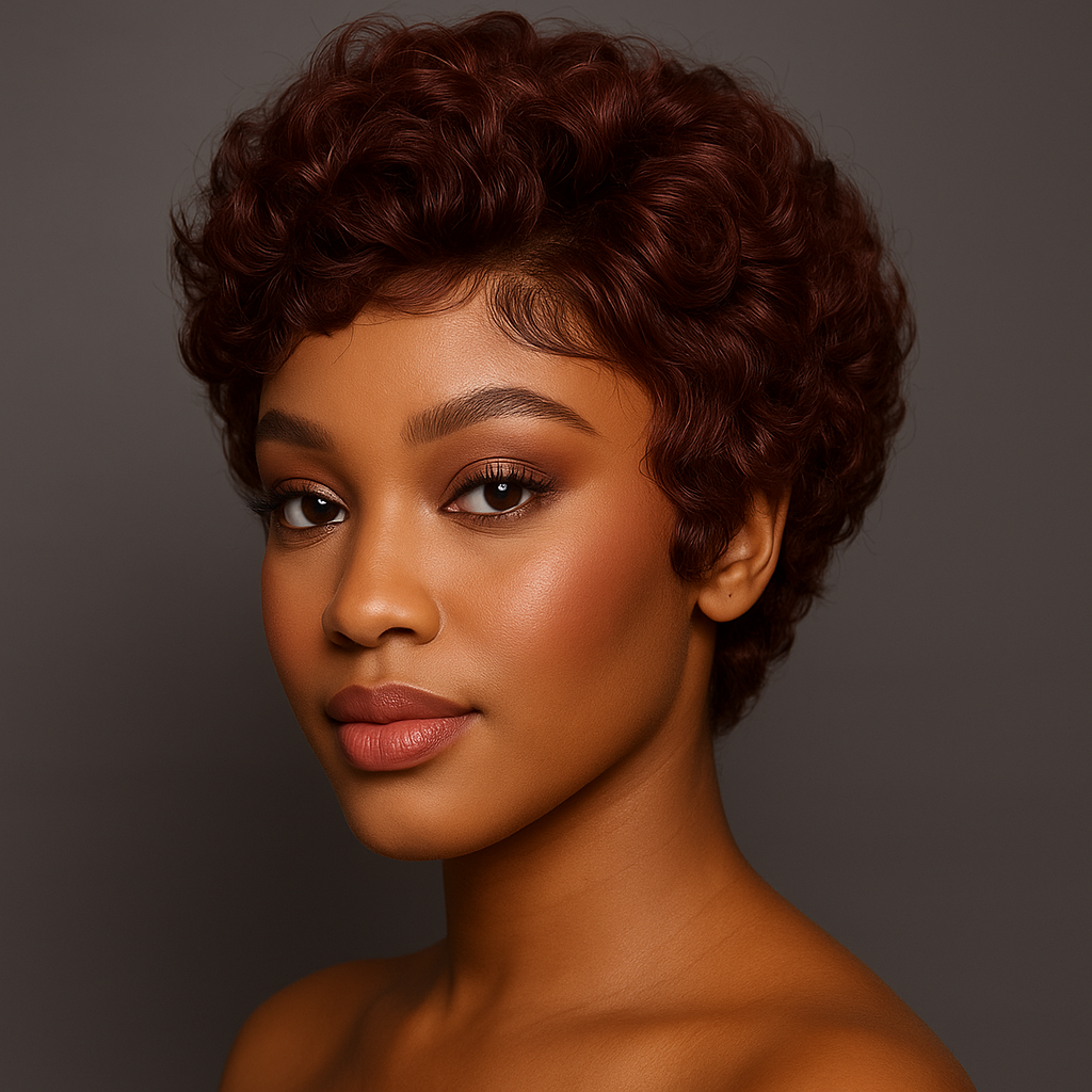 Peruca Wavy Pixie Cut Ruivo 15 cm