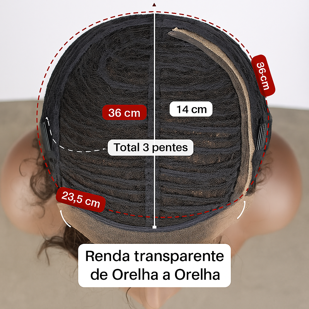 Peruca Wavy Pixie Cut Marrom 15 cm