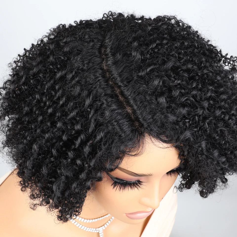 Peruca Bob Part Afro Coily Cabelo Humano Brasileiro 20cm