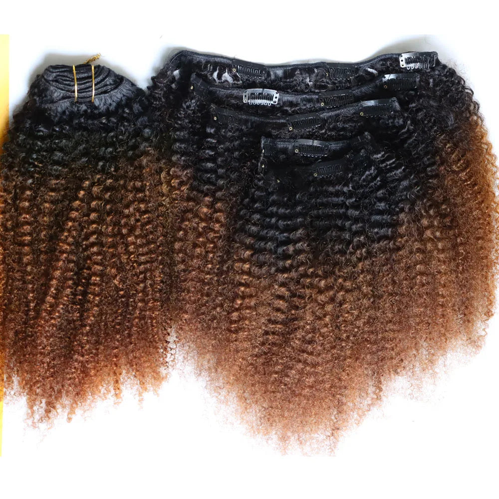 Cabelo Humano Kinky Tic-Tac Ombré Marrom 30 a 50 cm 120g