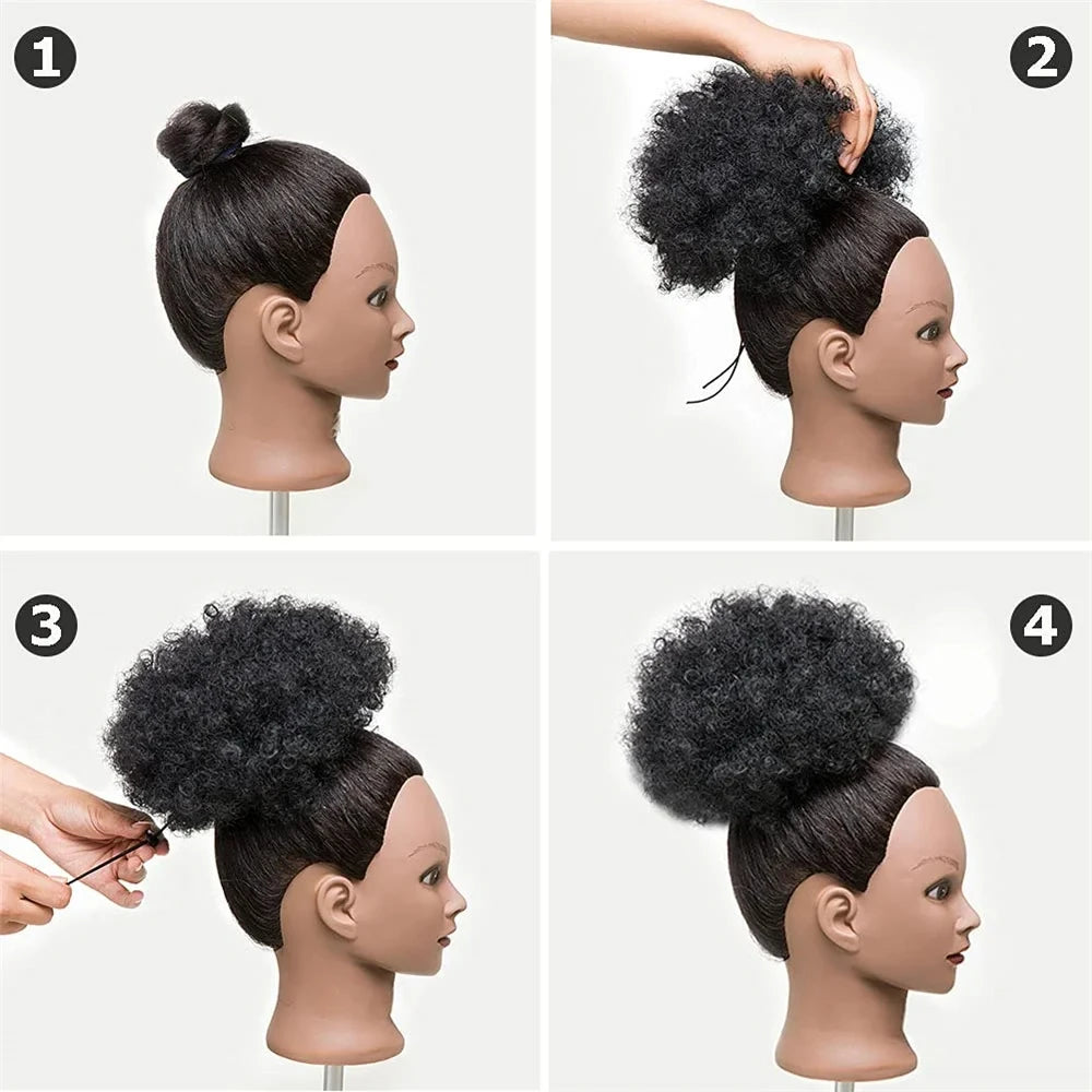 Afro Puff com Cordão Cabelo Humano Kinky 10 a 25 cm, La Dandara