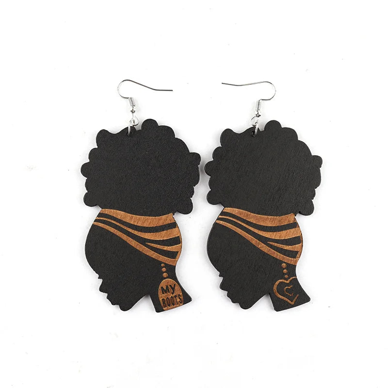 Brincos de Madeira Afro My Root, Design Étnico e Natural, Ideal para Mulheres que Valorizam a Cultura Afro e a Autoestima | La Dandara