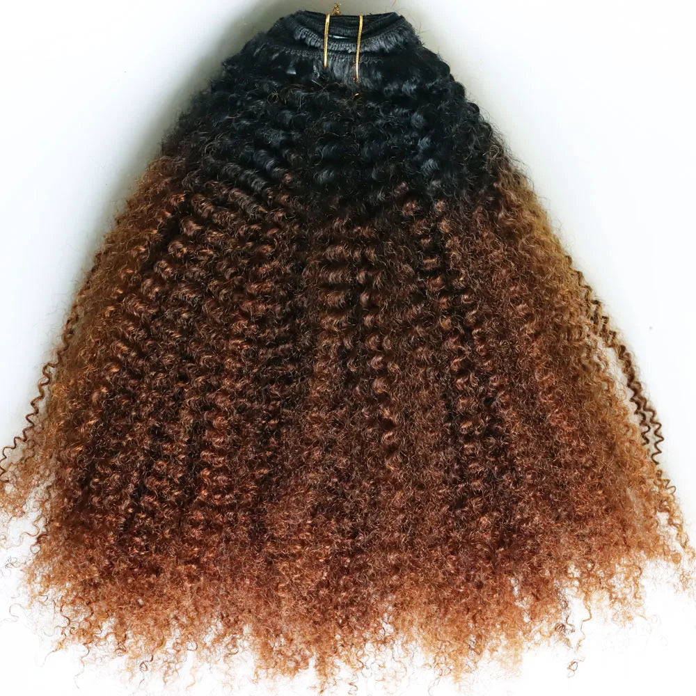 Cabelo Humano Kinky Tic-Tac Ombré Marrom 30 a 50 cm 120g