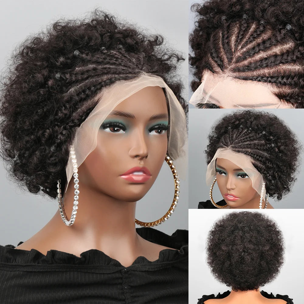 Afro Puff com Trança 13x4 Lace Frontal Curly