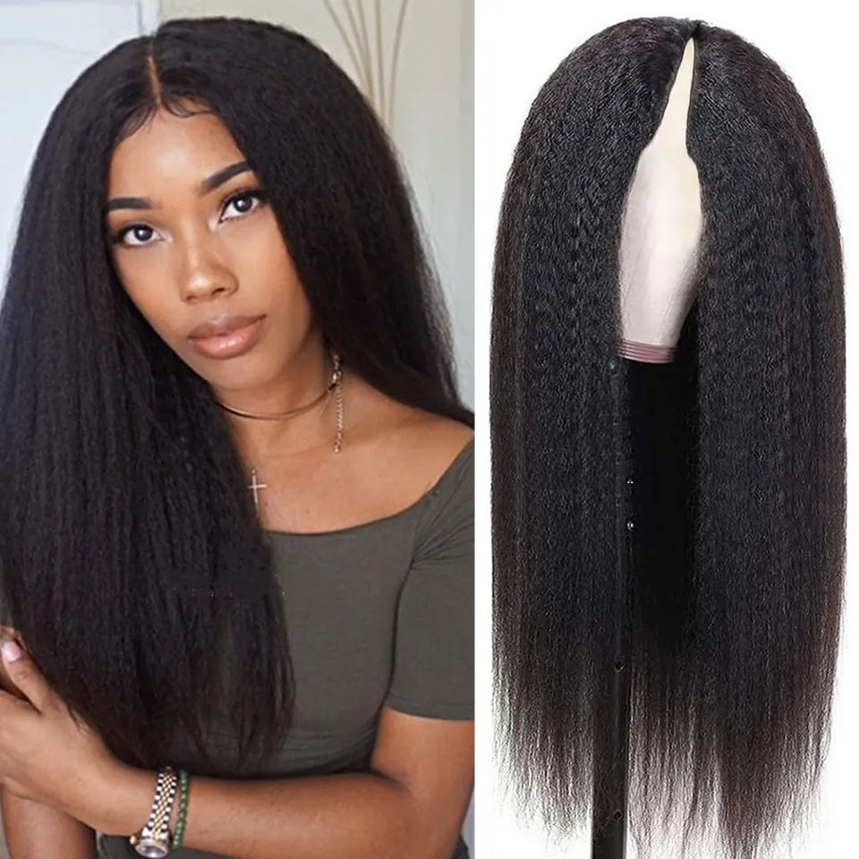 Peruca Kinky Straight U/V Part - Cabelo Humano Brasileiro 30 a 75 cm