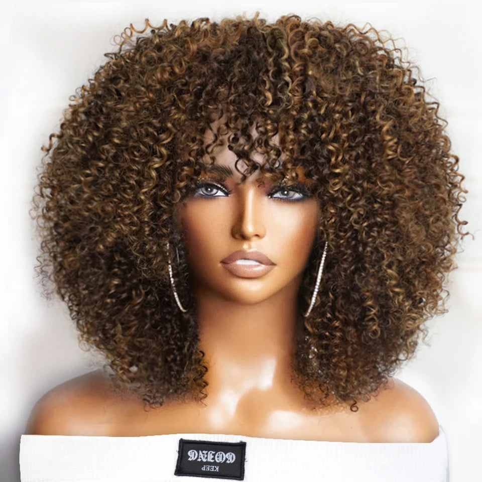 Peruca Afro Coily com Franja 30 cm