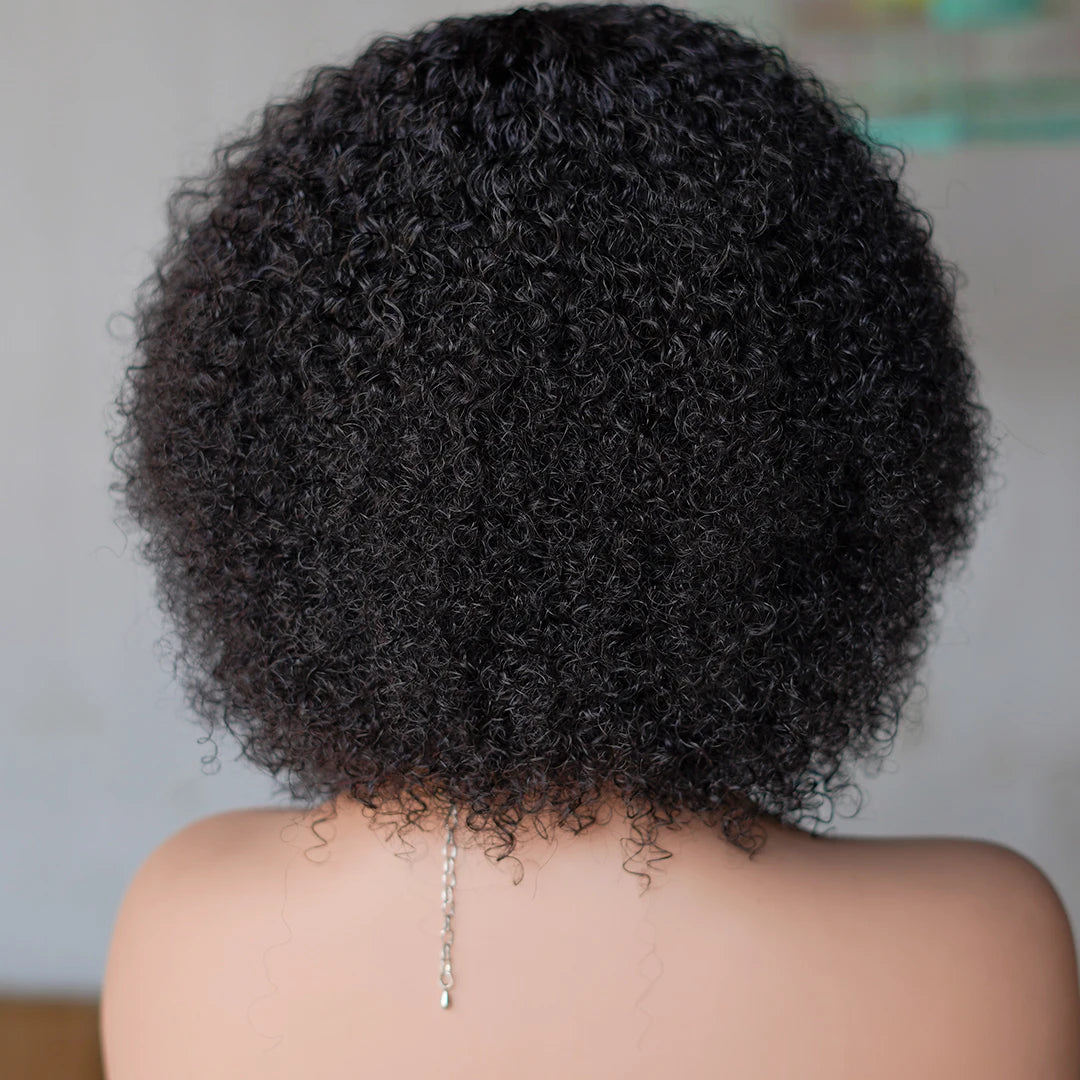 Peruca Afro Curly Bob com Franja 30 cm