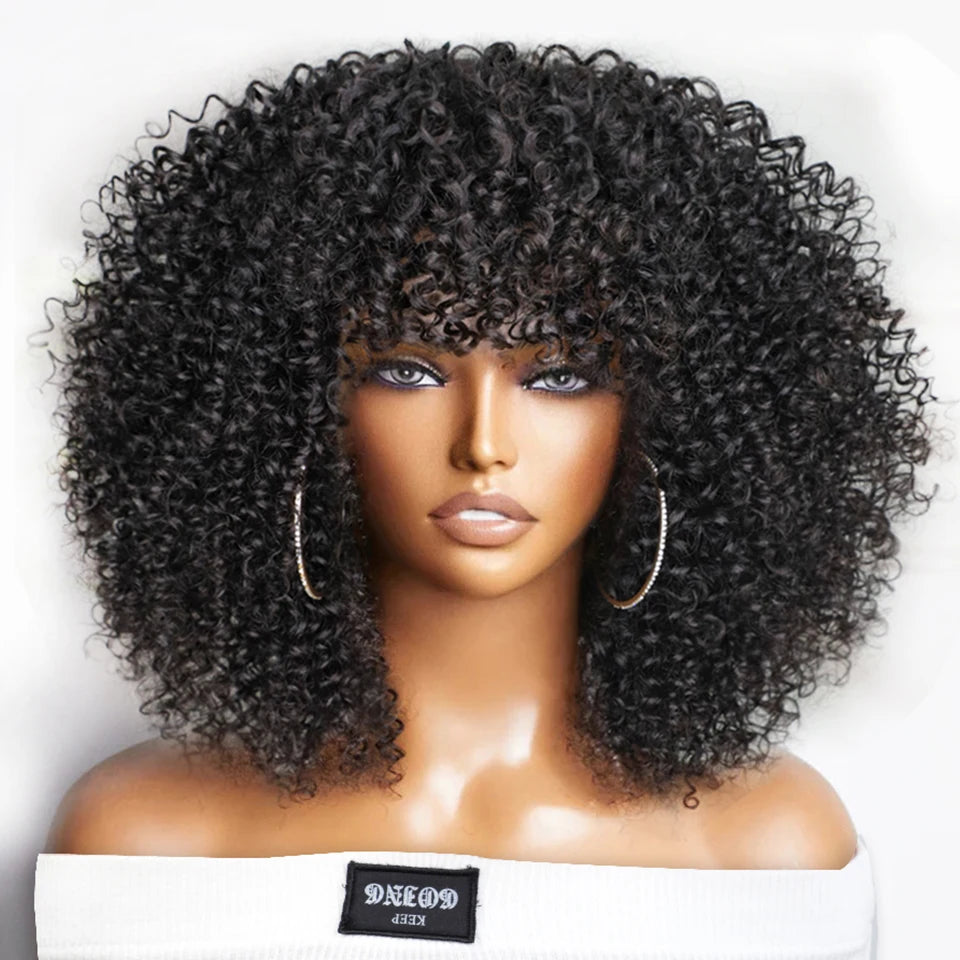 Peruca Afro Coily com Franja 30 cm