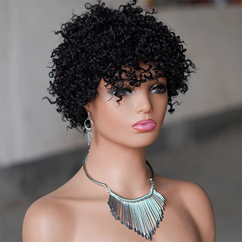 Peruca Pixie Bob Curly com Franja 15 cm