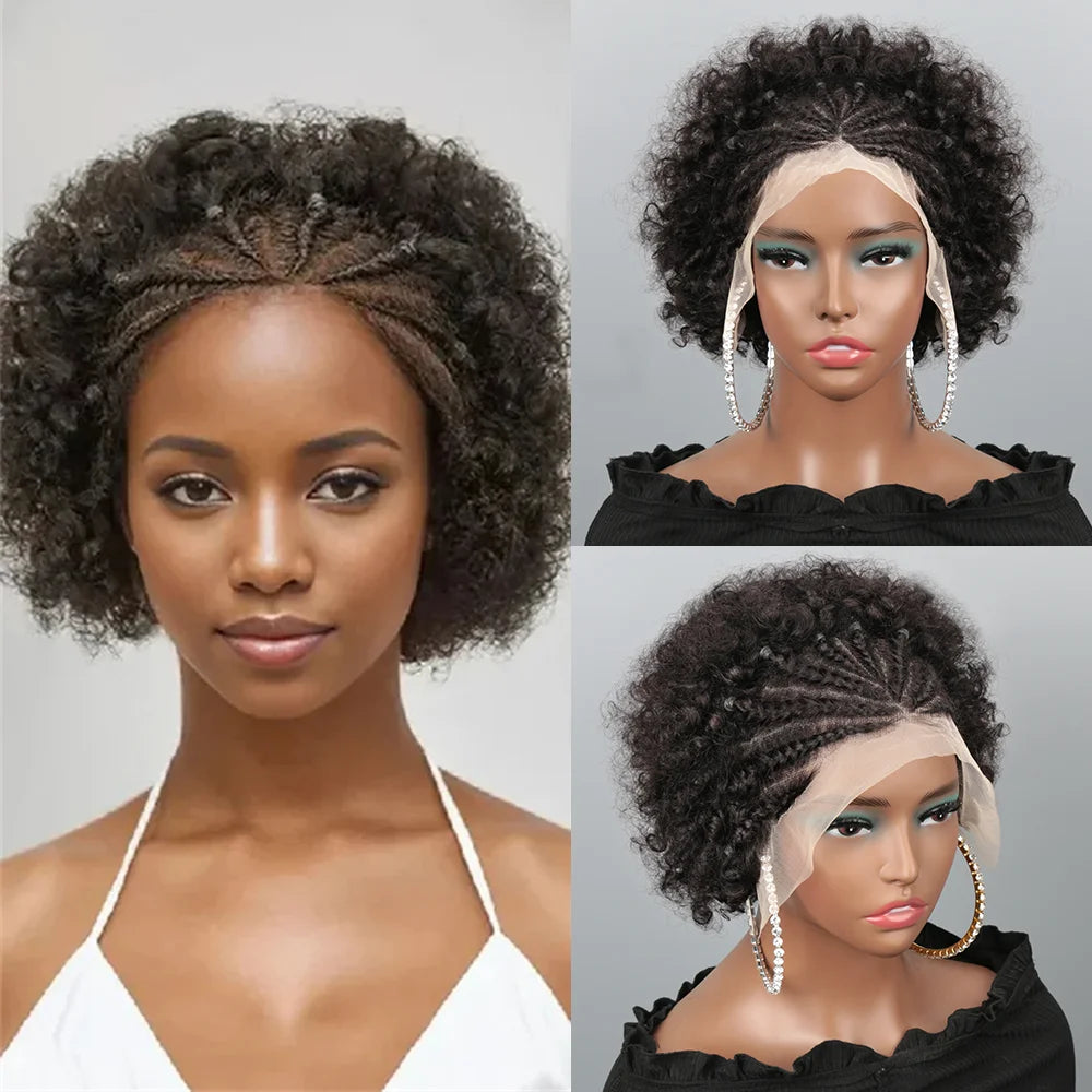 Afro Puff com Trança 13x4 Lace Frontal Curly