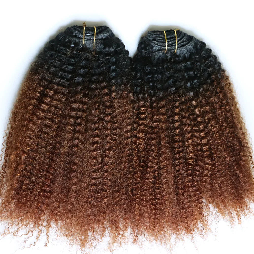 Cabelo Humano Kinky Tic-Tac Ombré Marrom 30 a 50 cm 120g