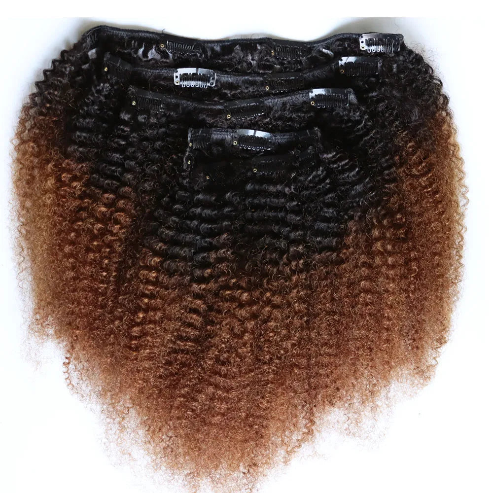 Cabelo Humano Kinky Tic-Tac Ombré Marrom 30 a 50 cm 120g