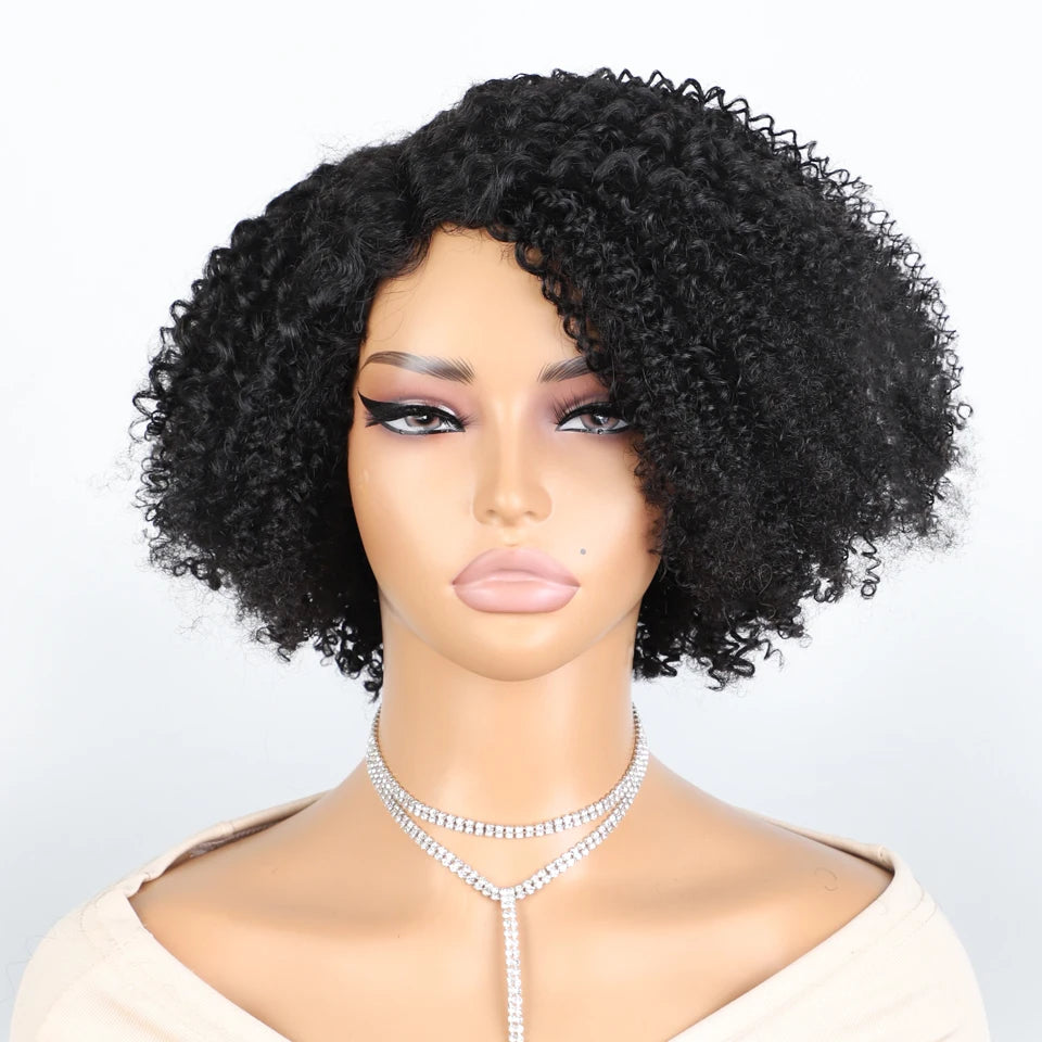 Peruca Bob Part Afro Coily Cabelo Humano Brasileiro 20cm