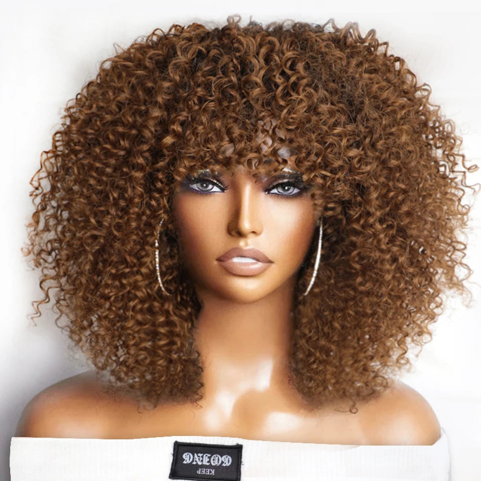 Peruca Afro Coily com Franja 30 cm