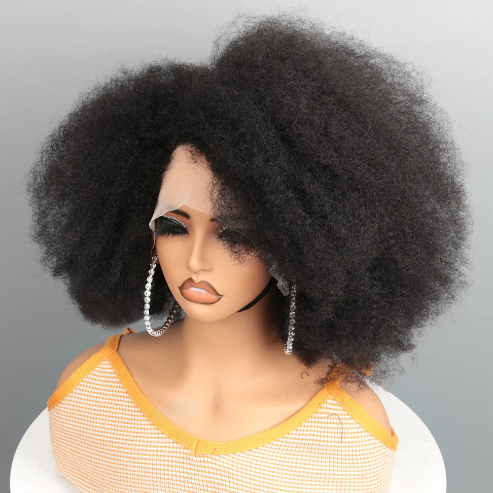 Peruca Afro Kinky Lace Front 35 cm, Cabelo Humano, La Dandara