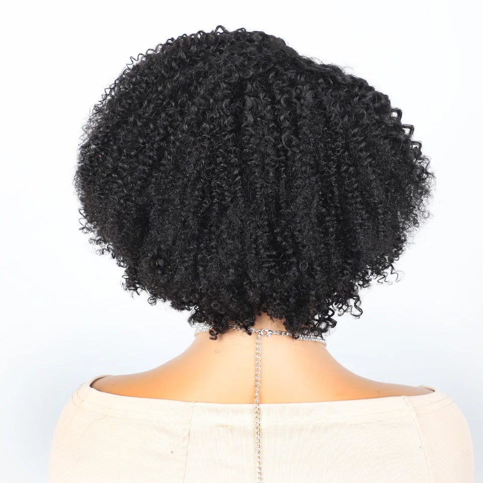 Peruca Bob Part Afro Coily Cabelo Humano Brasileiro 20cm